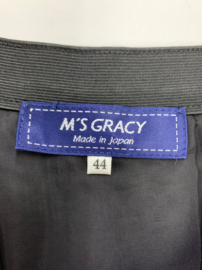 エムズグレイシー 237521 スカート 44 ブラック フラワーモチーフ タックフレア ITCI5MU0AOY2