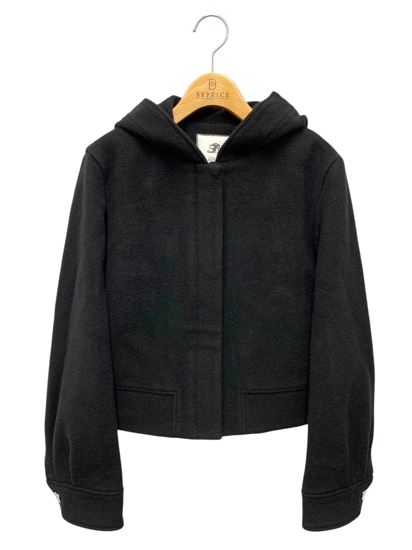 フォクシーブティック Marie 44870 ジャケット 38 ブラック マリー ウール フード ITJG04Y2IJ18 【SALE】