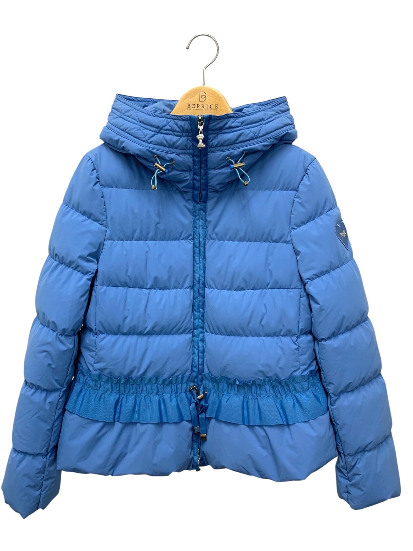 エムズグレイシー ペプラム付きショート 219607 ダウンジャケット 38 ブルー フリル ITGR3I0FU6VK