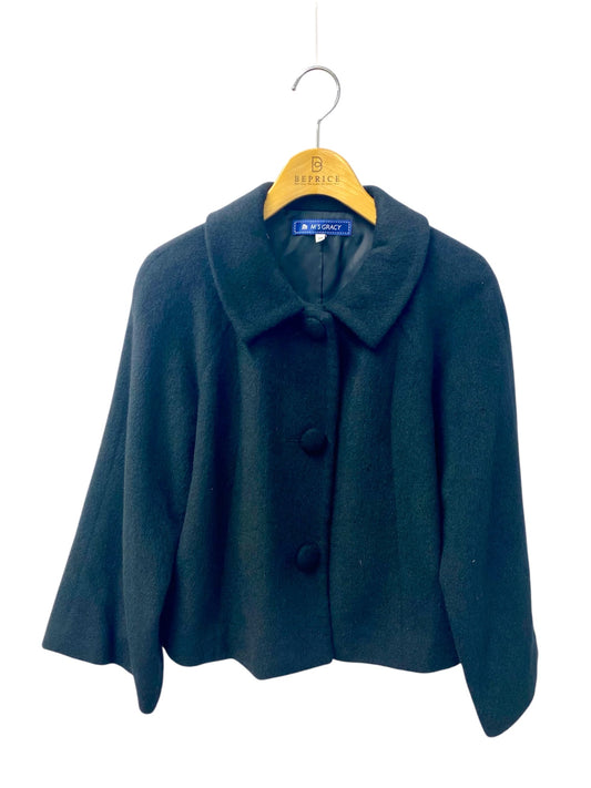 エムズグレイシー 929526 ジャケット 38 ブラック アンゴラ混 衿付き ITJ5H09R2THS