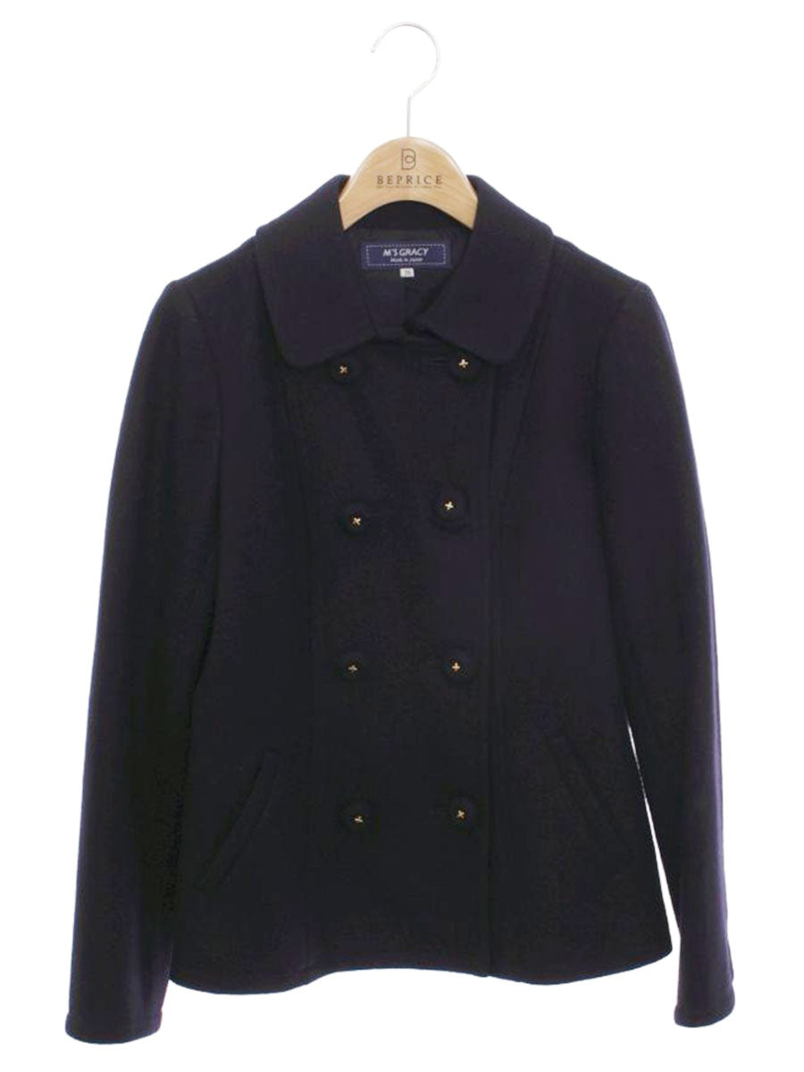 エムズグレイシー 814529 コート 36 ネイビー Pコート ハーフ ウール IT9LNZ7XZBHS