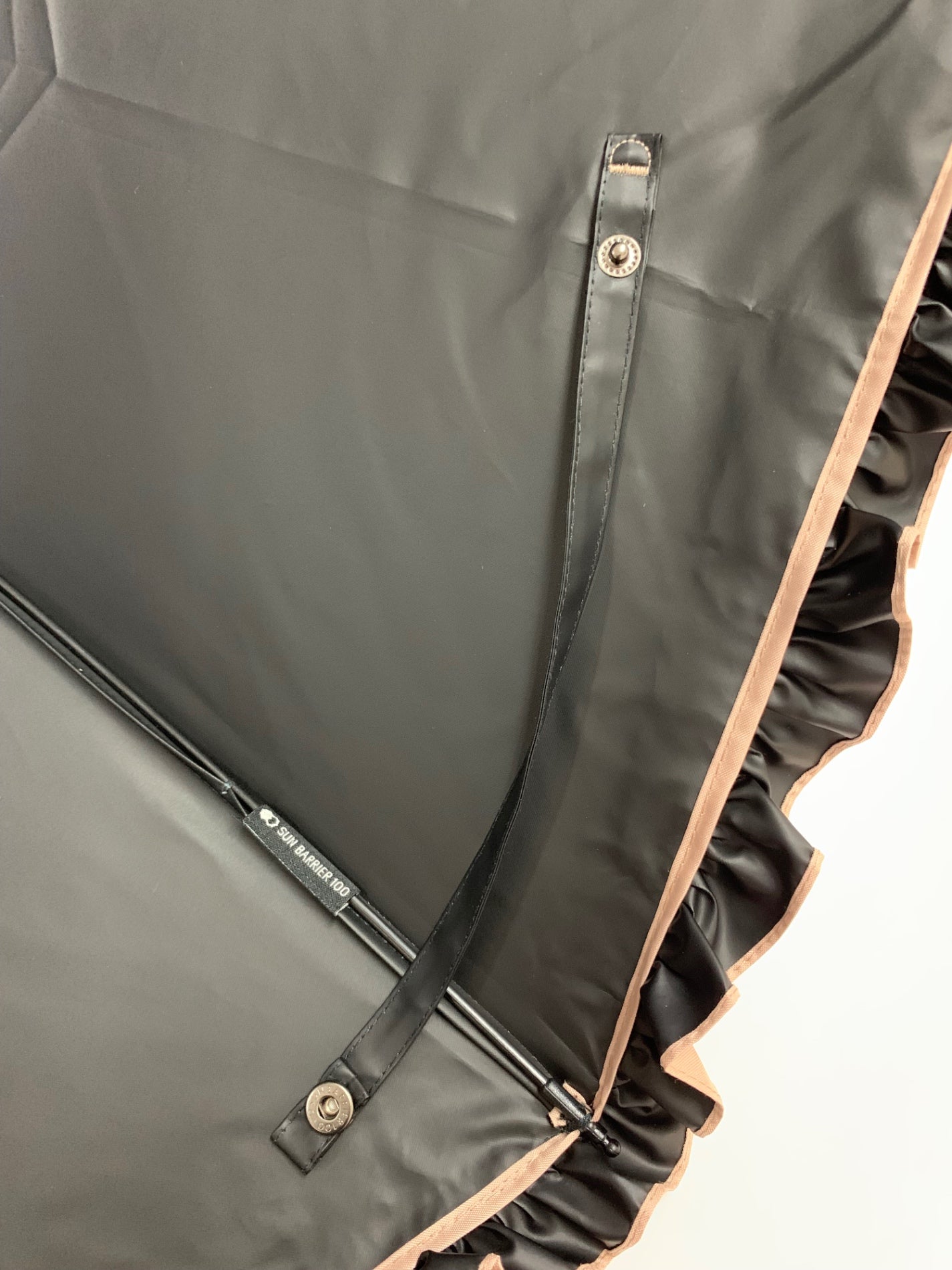 サンバリア100 折りたたみ日傘 2段折 フリル ピンク 木ストレート手元 IT3XXLZUTUTE