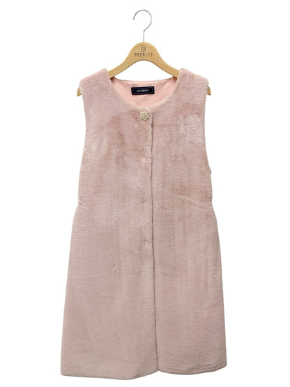 エムズグレイシー Fake Fur Vest  296503 ベスト ピンク  ロング フェイクパール ラインストーン IT132XW8A1D6