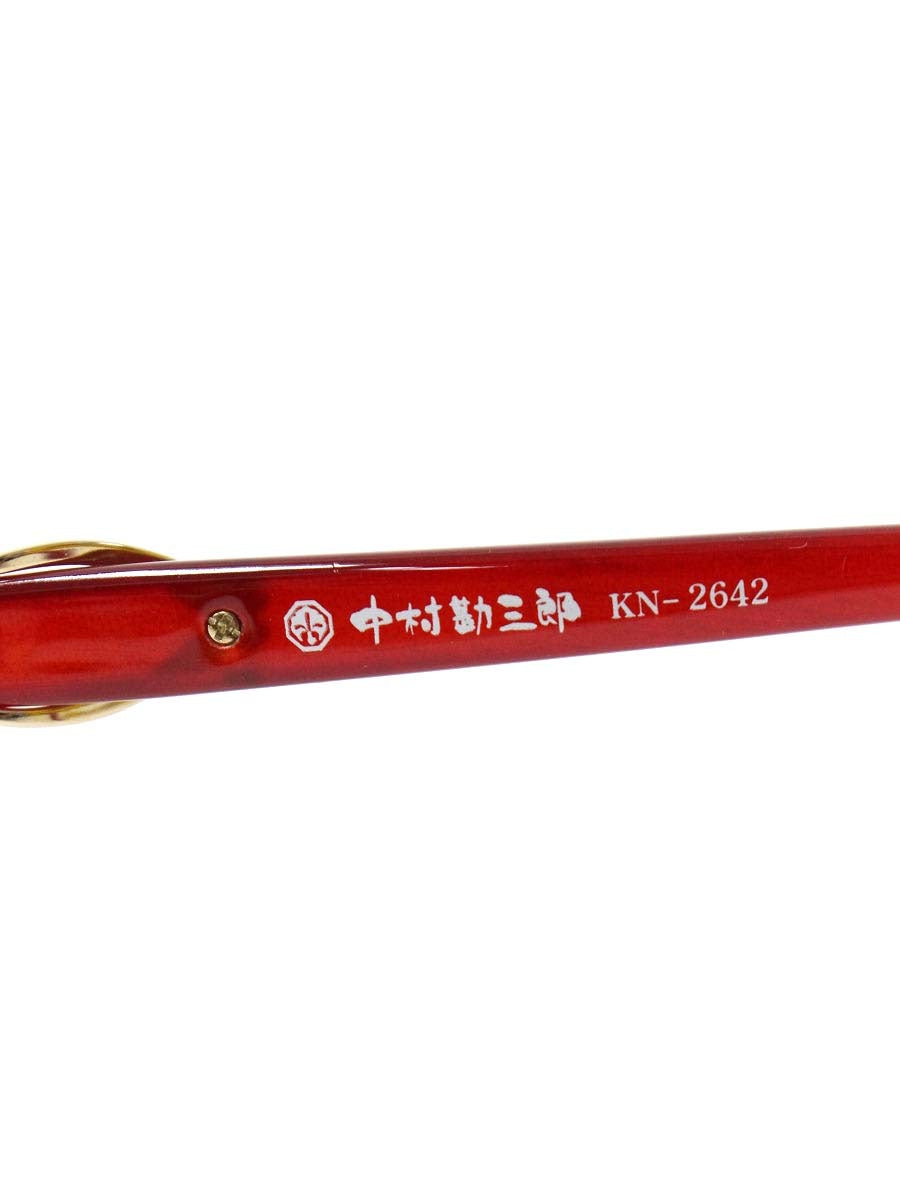 中村勘三郎 KN-2642 メガネ ワインレッド シープホーン スワロフスキー