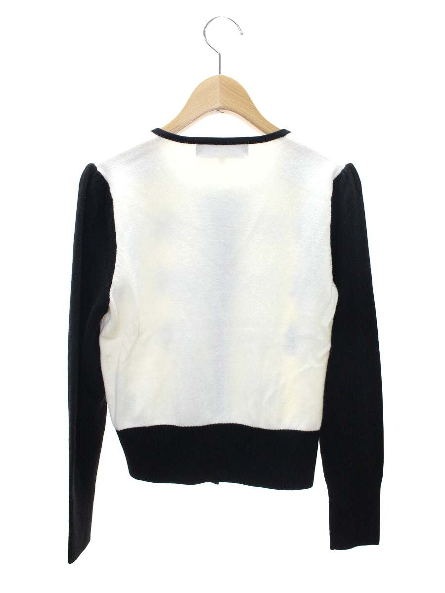 エムズグレイシー リボンモチーフニットカーディガン 118615 38 ブラック/ホワイト ITIET76L9ZDK