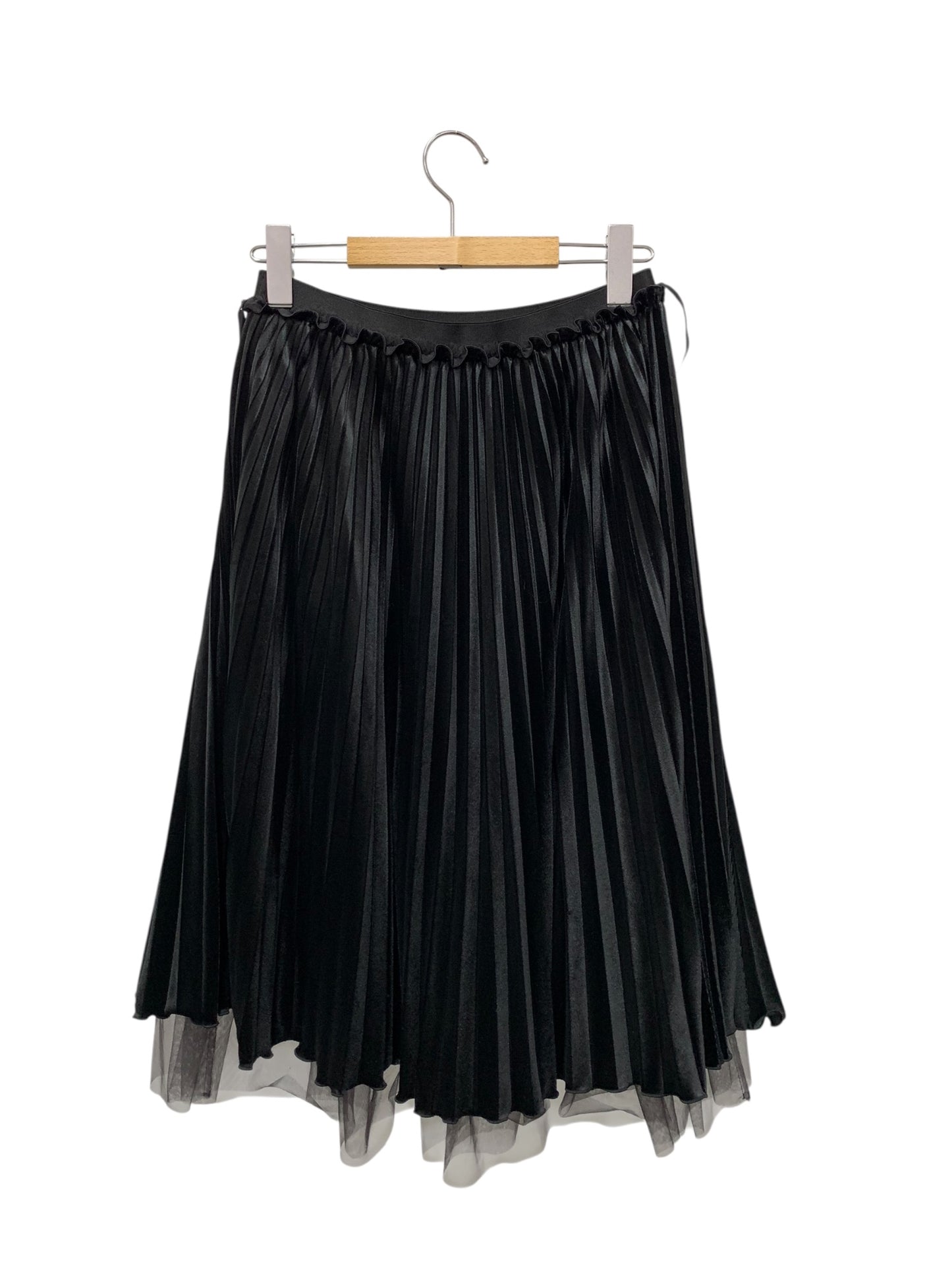エムズグレイシー 917710 スカート 38 ブラック プリーツ ベロア チュール付き ウエストゴム ITBY8RJKBCSC