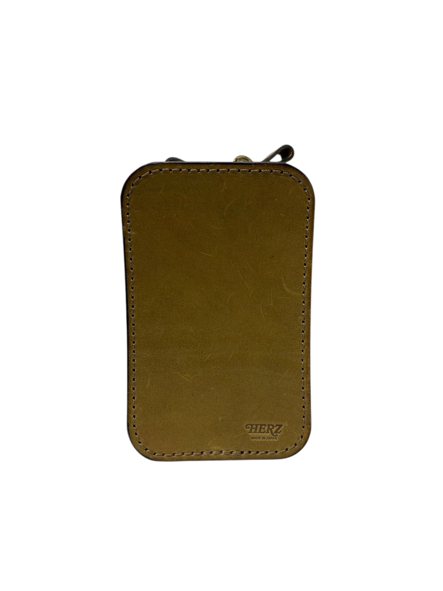 ヘルツ 前ポケット付ベルトポーチ・横型 ウエストバッグ ブラウン ラティーゴ ハードレザー ITJ1YUQEN38P