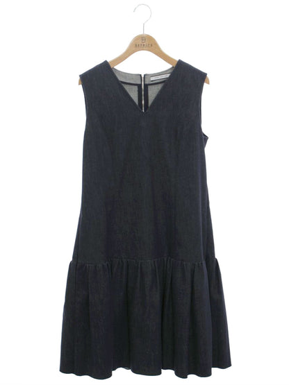 フォクシーニューヨーク 39368 ワンピース 40 ネイビー デニム フリル Vネック ITMQE44DRYMU