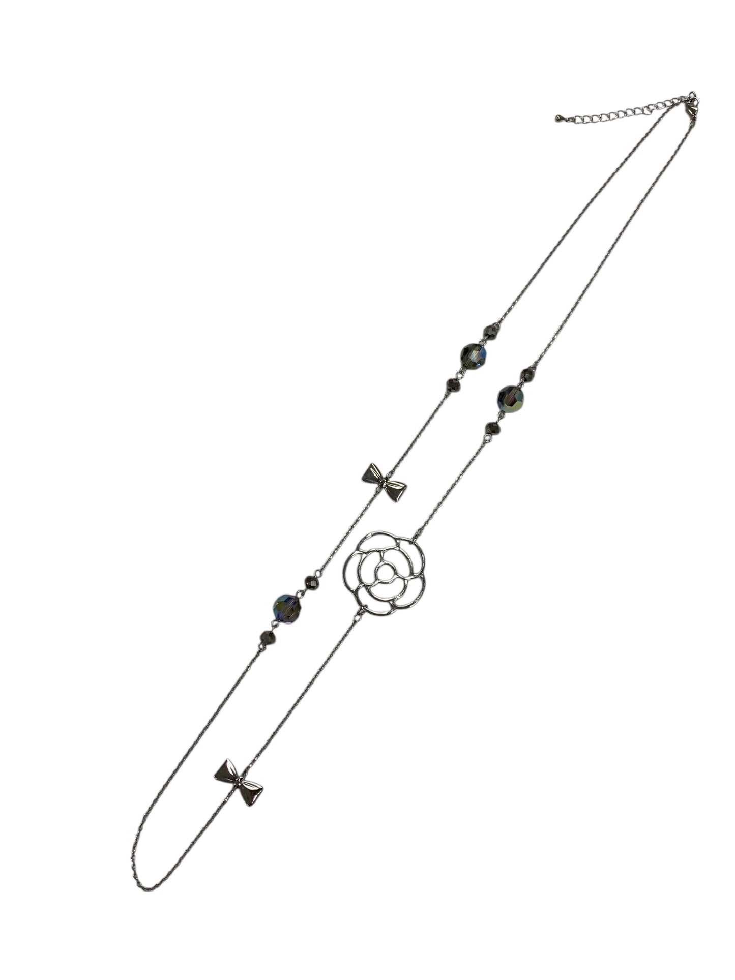 エムズグレイシー ネックレス シルバー カメリア リボン ストーン ITCNR8ZDISHX