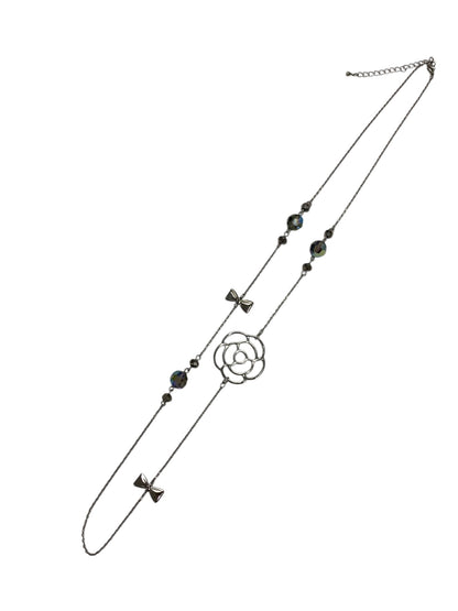 エムズグレイシー ネックレス シルバー カメリア リボン ストーン ITCNR8ZDISHX