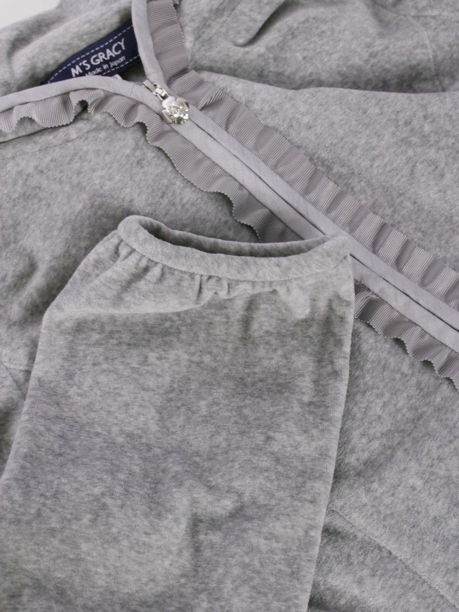 エムズグレイシー 014508 パーカー 40 グレー ジップアップ フリル ITPKWQVRA3JU