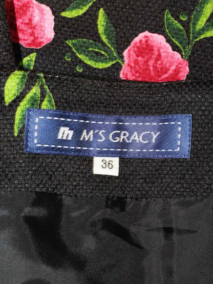 エムズグレイシー 627716 スカート 36 ブラック 花 ITMB0TEQKJUO