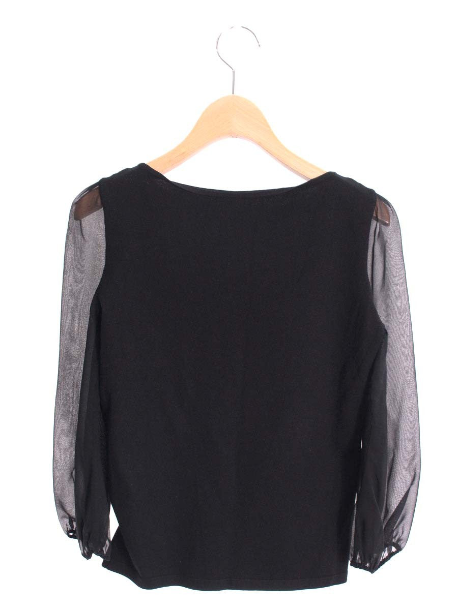 フォクシーブティック Chiffon Sleeve Sweater 34442 Tシャツ カットソー 38 ブラック ITOR89FTU8DC