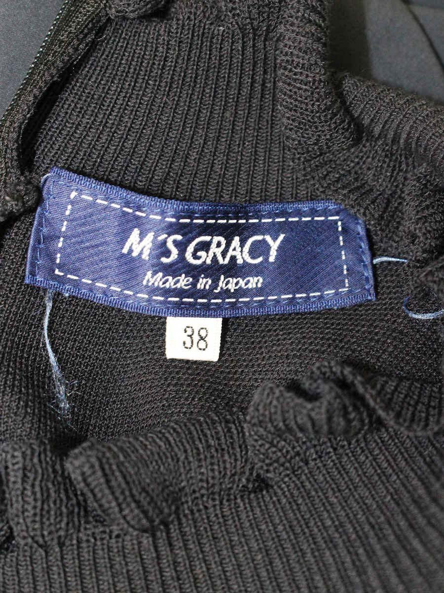 エムズグレイシー ニットxタフタワンピース 311102 38 ブラック フリル 切替 ITQ5GIF206IE