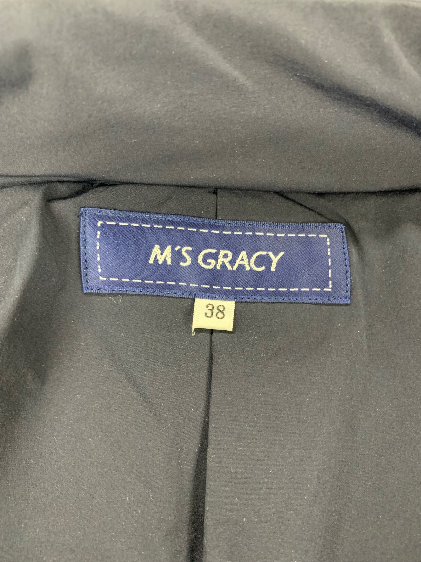 エムズグレイシー フェイクファー付きロングダウンコート 319605 38 ネイビー カメリアジップ IT97AZHWLHTE