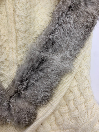 エムズグレイシー 328551 カーディガン 40 アイボリー ニット ファー フード IT62P9MA0PO0