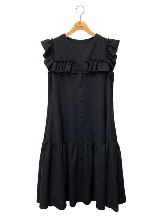 ルネ 5526020 ワンピース 36 ネイビー クルミボタン フリル IT9ZUUDLSZ3M