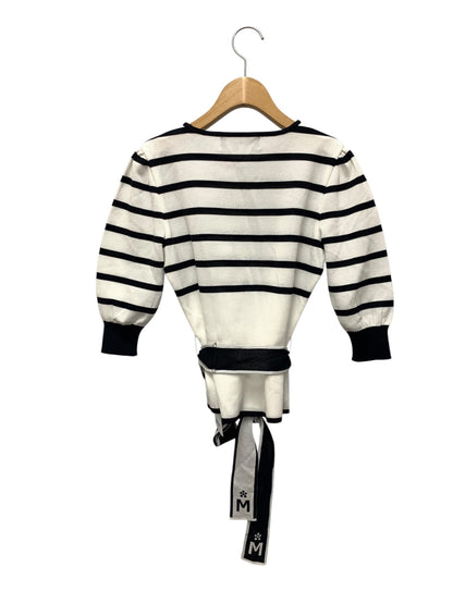 エムズグレイシー ロゴベルト付きボーダー 518322 カットソー 38 ホワイト ニット ITI5FPI9DR9H