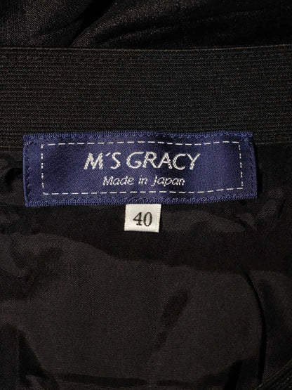 エムズグレイシー 117505 スカート 40 ブラック カメリア キルティング風 ジャガード IT4UE1VVJ1GS