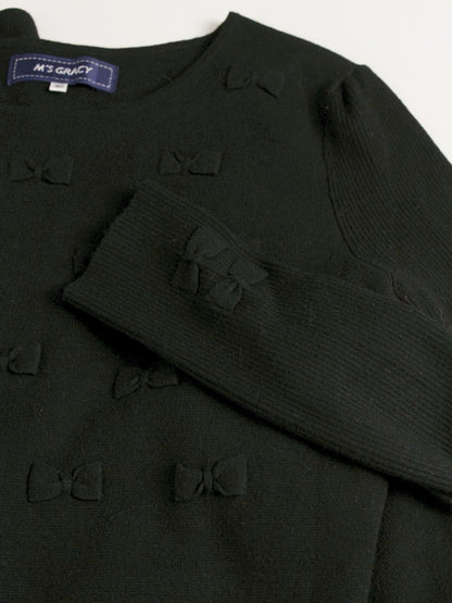 エムズグレイシー Ribbon Knit One-piece 818570 ワンピース 40 ブラック リボン ITQ9BWJYV8TQ