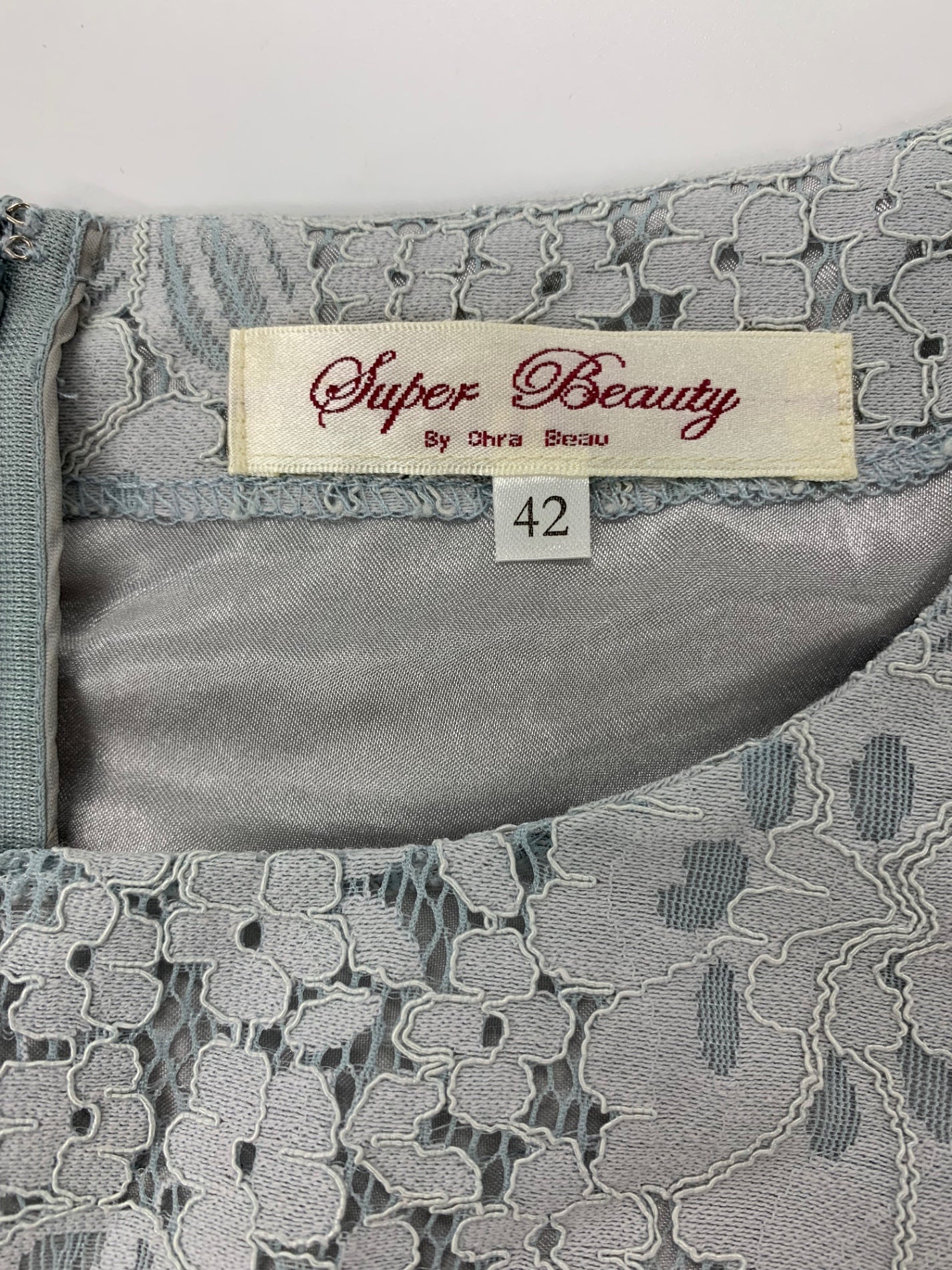 スーパービューティー ワンピース 42 ブルー フラワーモチーフ レース IT5VTL1U0JBS 【SALE】