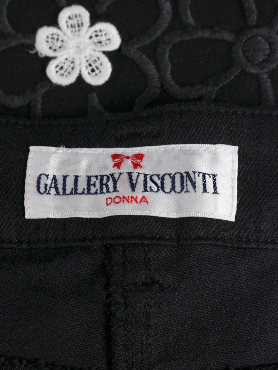ギャラリービスコンティ 1286181 パンツ 3 ブラック フラワー刺繍 IT6B6FZJ9NYZ