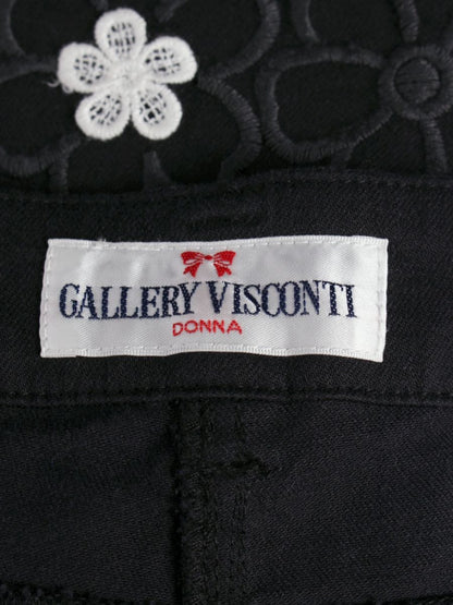 ギャラリービスコンティ 1286181 パンツ 3 ブラック フラワー刺繍 IT6B6FZJ9NYZ