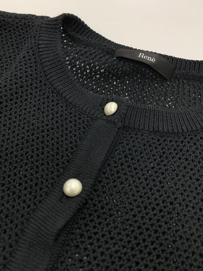 ルネ 5322010 トップス 36 ブラック パールボタン 五分袖 ITYW9JT1RP80