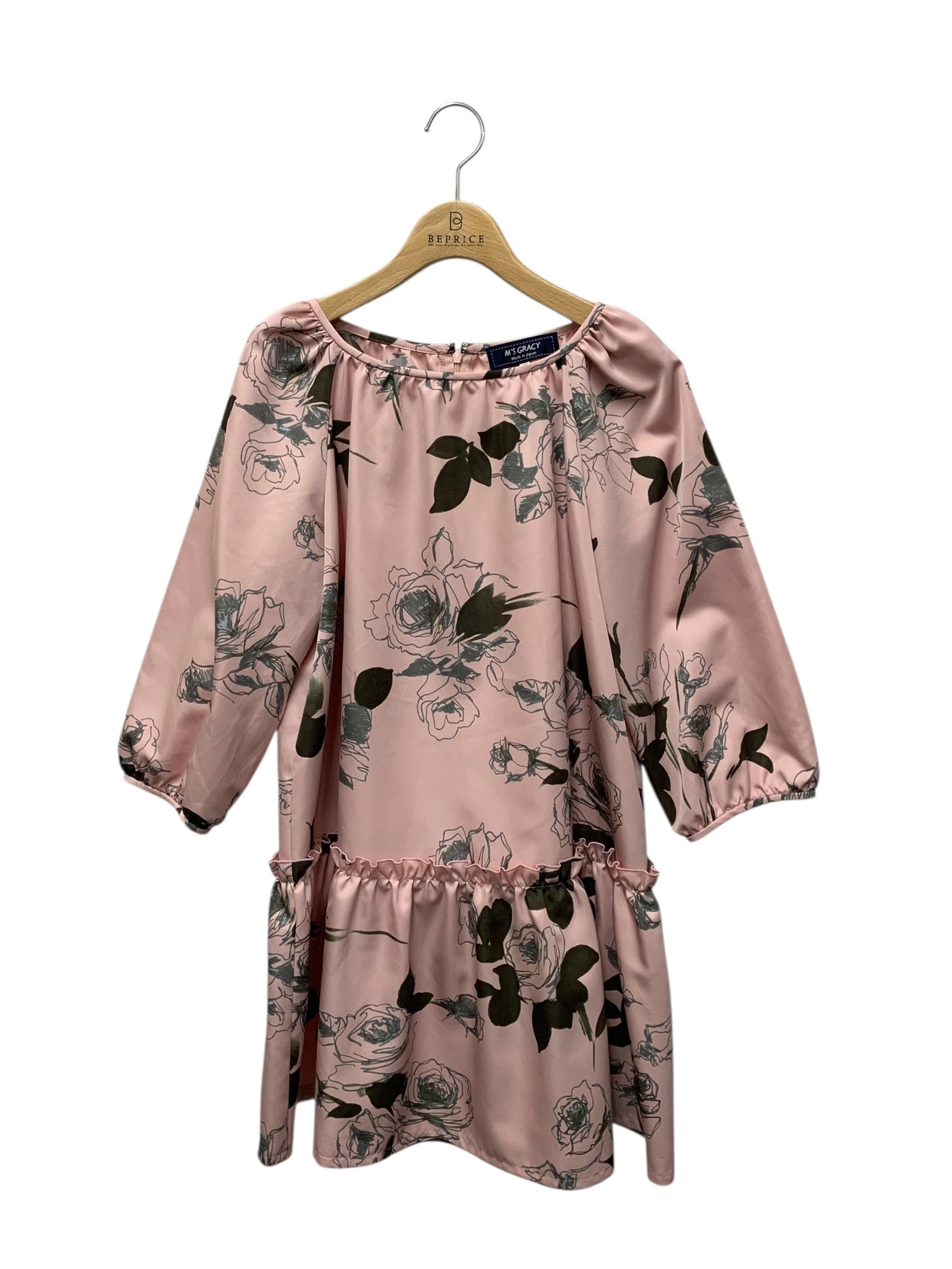 エムズグレイシー  410506 トップス 40 ピンク ローズプリント フリル ITEMS8C37TID