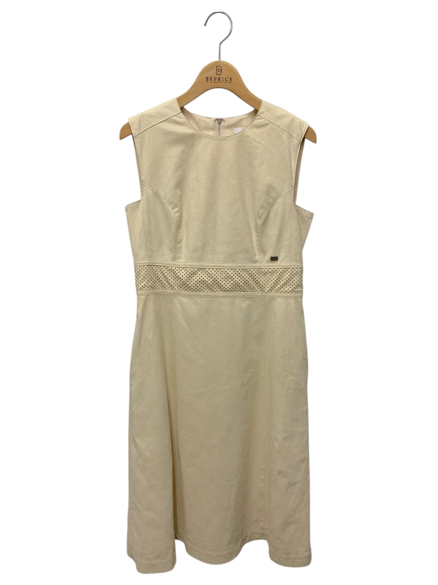 フォクシーブティック モンテナポレオーネ 33152 ワンピース 38 ベージュ スエード調 クルーネック バックジップ カットワーク ITO62DECK1DI