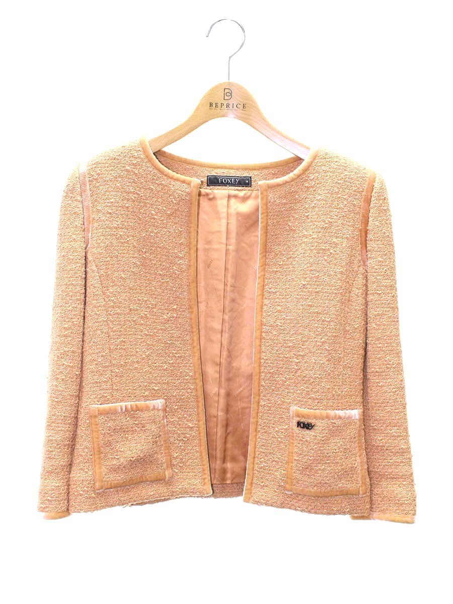 フォクシーブティック コンコルド 29054 ジャケット 38 オレンジ ツイード ベロア IT4IAFMRRR86