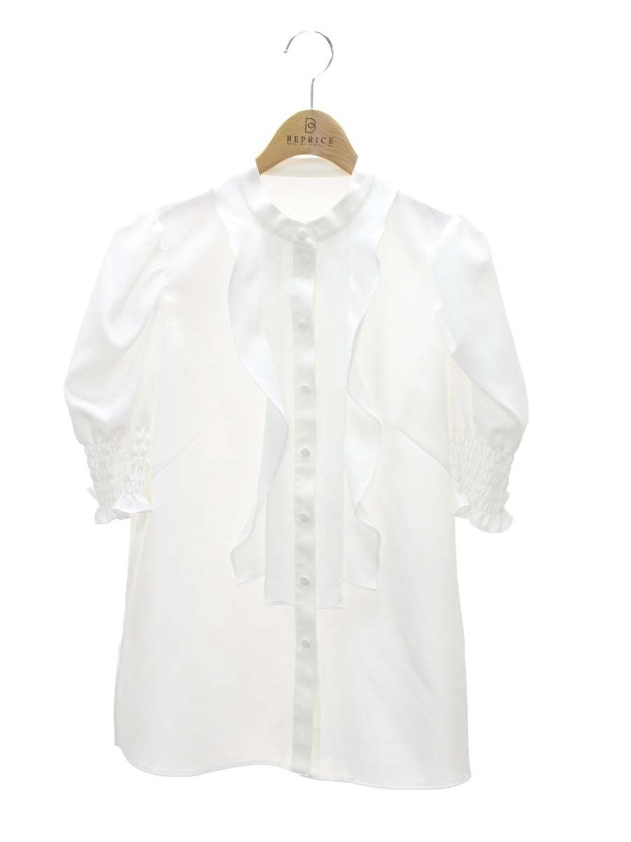 中古】ルネ Rene 21年製 カーディガン 半袖 カメリアジップ ボーダー