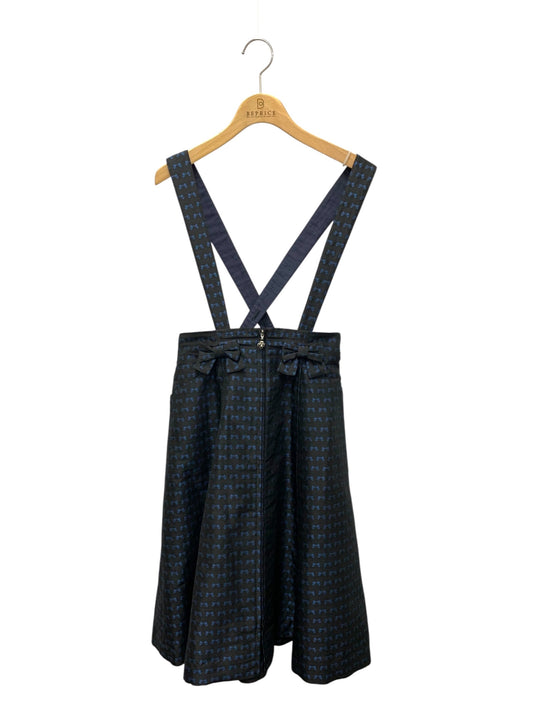 エムズグレイシー 017109 スカート 36 ブラック サスペンダー付き リボンモチーフ フレア ITMPUGPU84GO 【SALE】