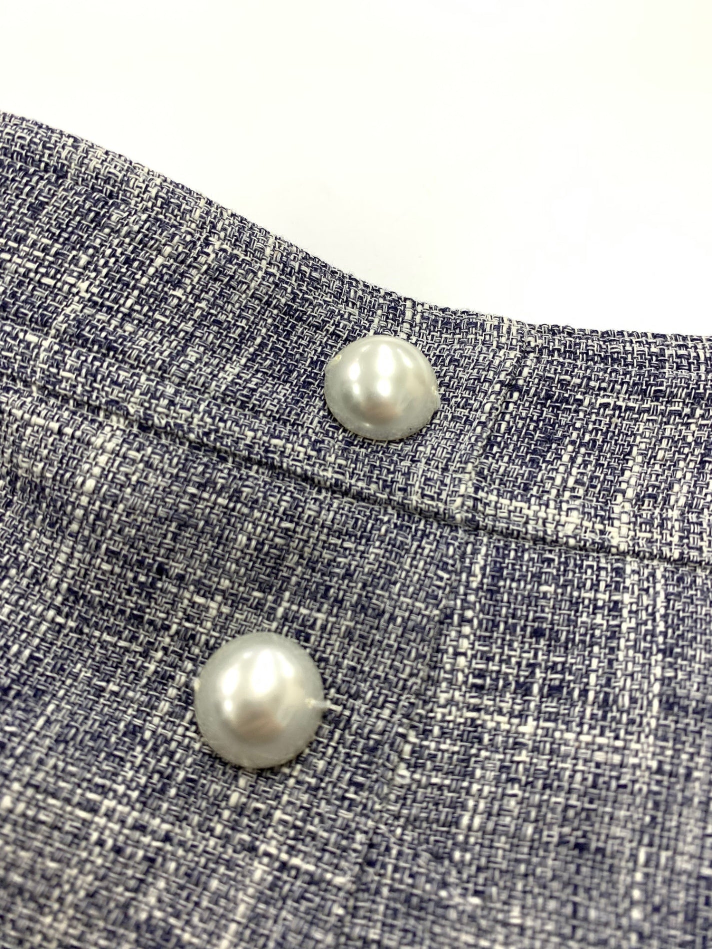 ルネ 6335070 ワイドパンツ 36 ネイビー ツイード調 パールボタン ITHXP99XASS0