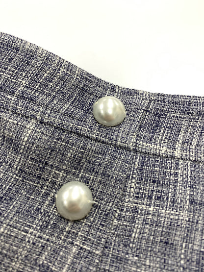 ルネ 6335070 ワイドパンツ 36 ネイビー ツイード調 パールボタン ITHXP99XASS0