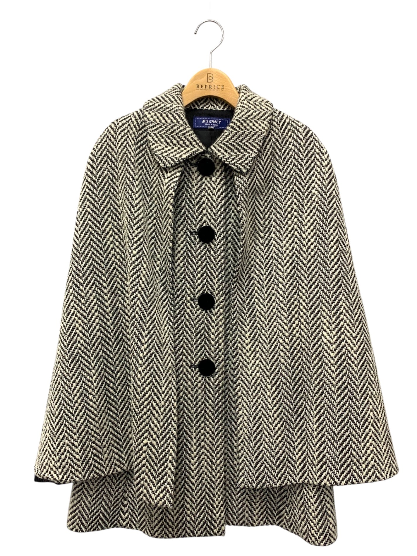 エムズグレイシー クラシカルマントコート 019516 38 ブラック IT9VCUT3JWWU