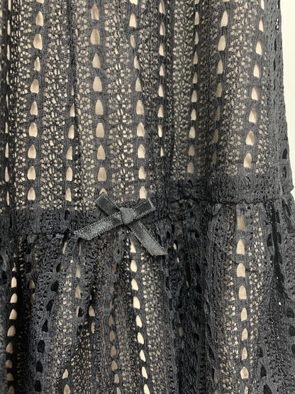 トゥービーシック アイレットレース ティアードスカート W5S02-507-40 40 ブラック 25SS IT9JQADMN87D