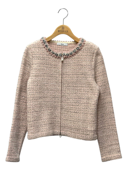 ルネ 6432830 ジャケット 36 ピンク ツイード パールダブルジップ ウール混 ITGU1Y6R3JUK