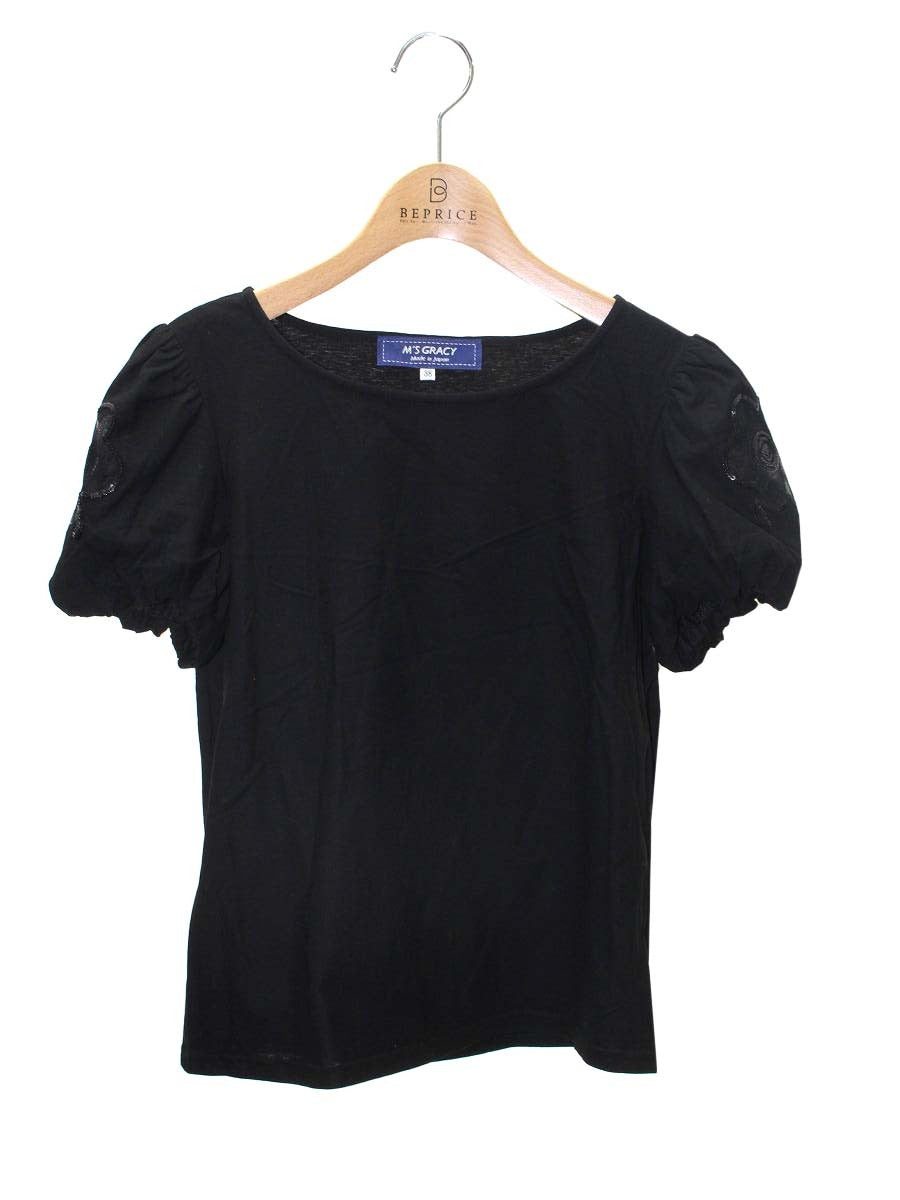 エムズグレイシー Embroidery Cut sew 915314 38 ブラック カットソー ITNVAPRZZ9J4