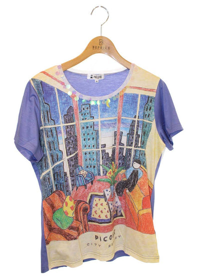 スタジオピッコーネ P959333 Tシャツ 40 ブルー 絵画プリント IT4OP73KEGZI