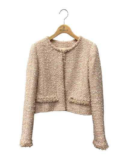 フォクシーブティック JACKET FIORE 43285 ノーカラージャケット 40 ピンク ツイード ITQVYN6OSQ4M