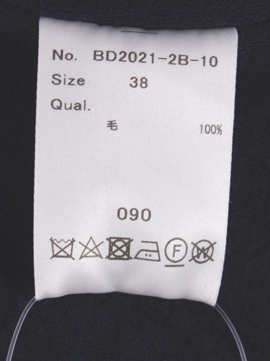 ボーダーズアットバルコニー BD2021-2B カットソー 38 ネイビー ウール ボートネック ロゴワッペン IT5XHWT7RN05