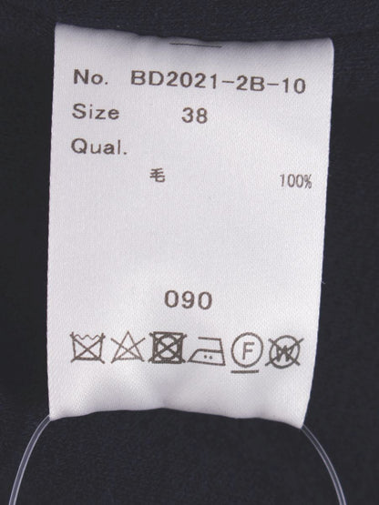 ボーダーズアットバルコニー BD2021-2B カットソー 38 ネイビー ウール ボートネック ロゴワッペン IT5XHWT7RN05