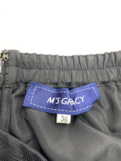 エムズグレイシー フラワーレース付きチュールスカート 517312 36 ブラック チュール フラワーモチーフ 刺繍 ITJIZG08YT34