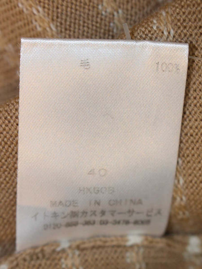 クレージュ ECFAV-22230 ノースリーブニット 40 キャメル ベスト ロゴ刺繍 ストライプ ウール ITLAEDLWCJQ8