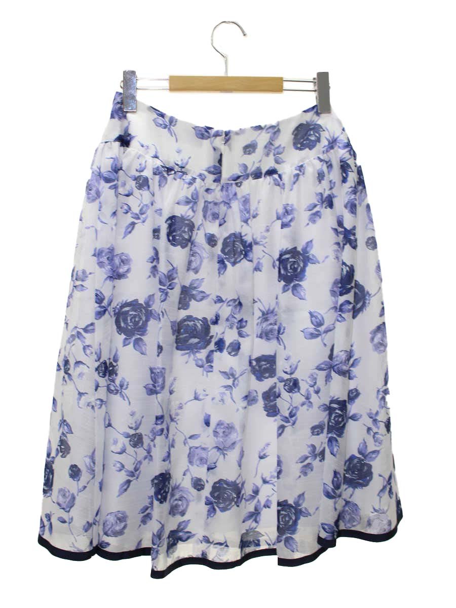 エムズグレイシー 317340 スカート 40 ホワイト バラ フレア ITVP5PJLVG3K