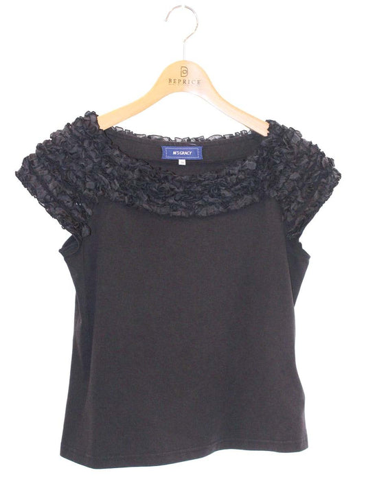 エムズグレイシー 115314 Tシャツ カットソー 38 ブラック 衿フリル ITCMN9X320IM