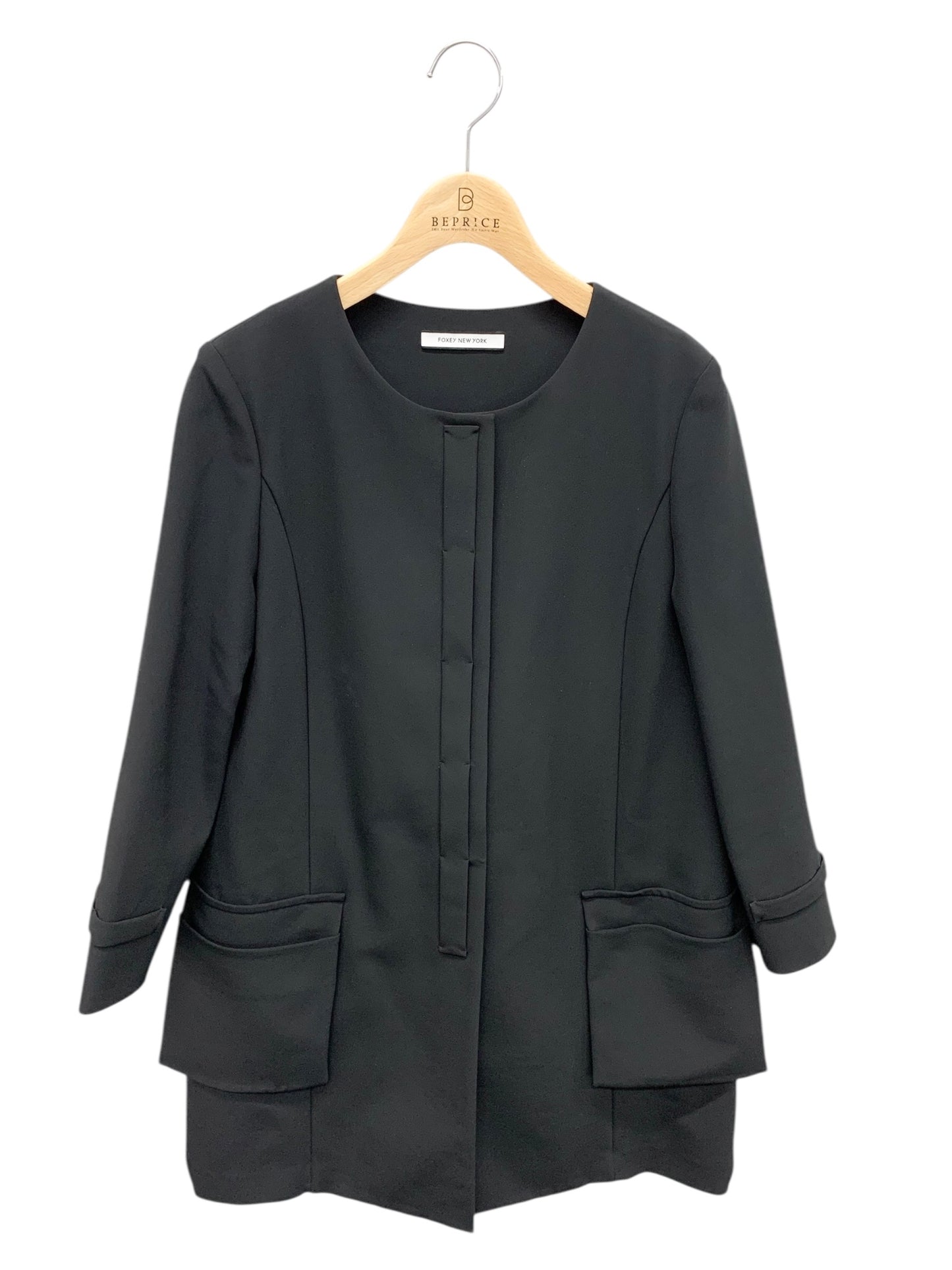 フォクシーニューヨーク コート マットストレッチグログラン 33734 40 ブラック IT9NTVO5W538