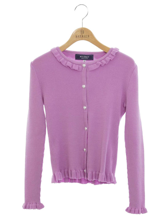 エムズグレイシー 118704 カーディガン 38 パープル ハートボタン ITAVSFMK4554