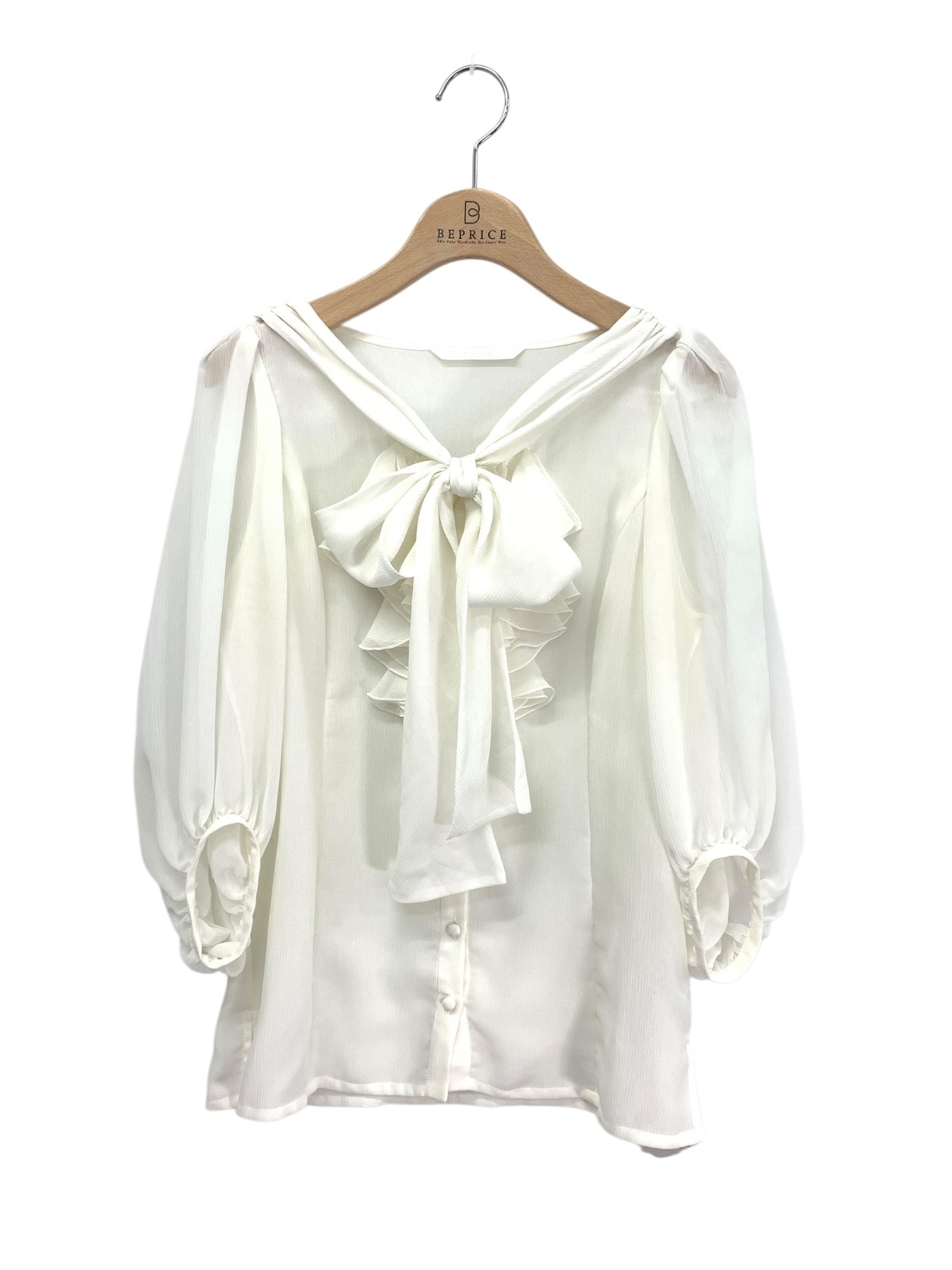 コトゥー W3M03-330-02 シャツ 38 ホワイト ボウタイブラウス フリル パフスリーブ ITA1Y4ENGC22